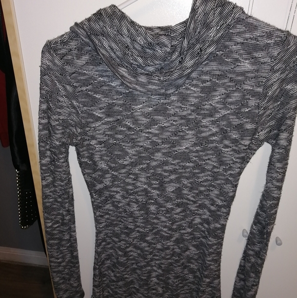 Grey soft cowl neck sweater dress - Picture 7 of 8